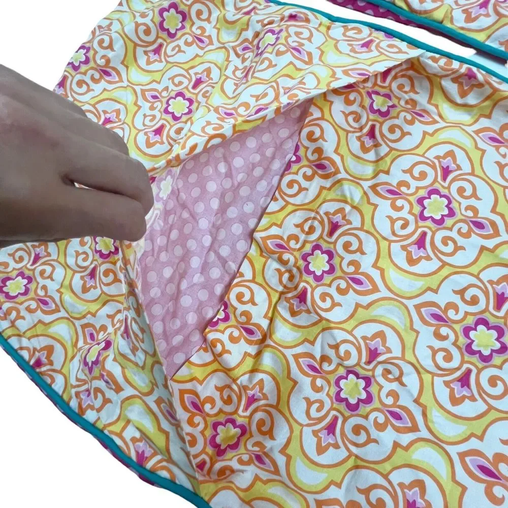 2 Caden Lane Standard Pillow Shams Pink Polka Dot & Ylw Orange Mosaic 100%Cotton